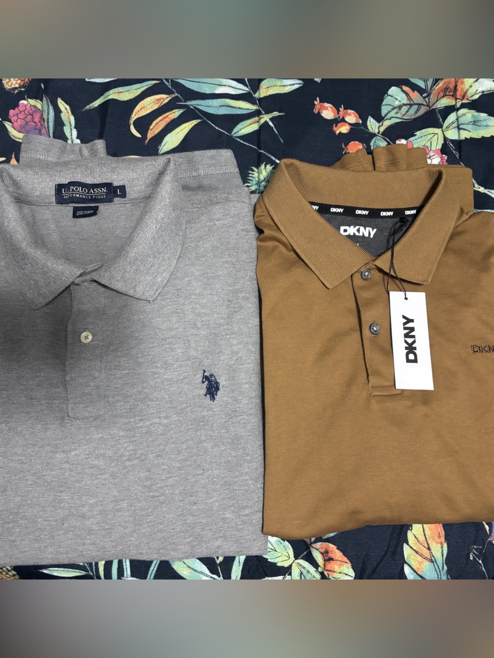 Men’s DKNY & U.S. Polo ASSN. Polo shirts in gray and Carmel brown *NEW*